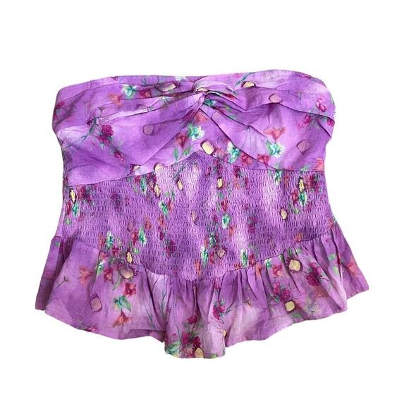 New Davi & Dani Lilac Floral Strapless Blouse XL - Picture 1 of 6